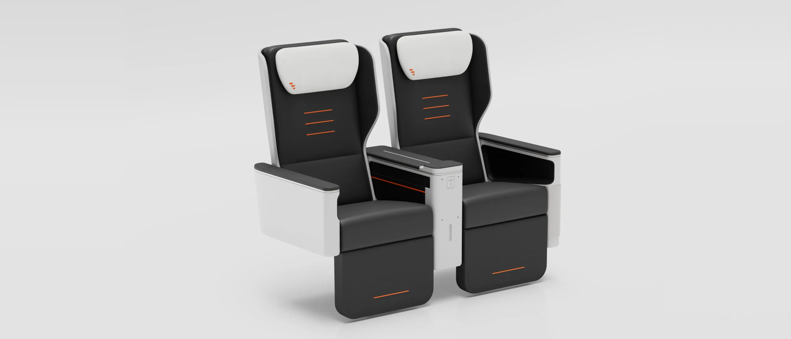 Expliseat TiSeat S ultra-lightweight business class seat, white background